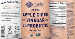Label for Organic Apple Cider Vinegar Gummies 2 BIL CFU