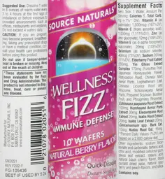 Label for Wellness Fizz Natural Berry Flavor