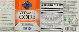 Label for Raw Vitamin C 500 mg