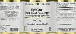 Label for EpiCor Dried Yeast Fermentate 500 mg