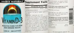 Label for Vitamin D-3 2,000 IU