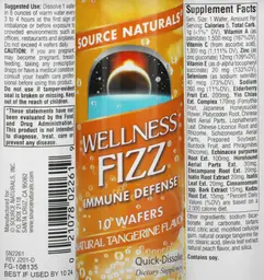 Label for Wellness Fizz Natural Tangerine Flavor
