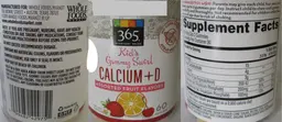 Label for Kid's Gummy Swirl Calcium + D 