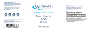 Pantothenic Acid 500 mg