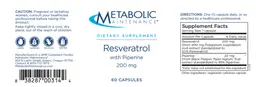 Label for Resveratrol 200 mg with Piperine