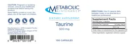 Label for Taurine 500 mg