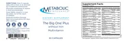 Label for The Big One Plus without Iron