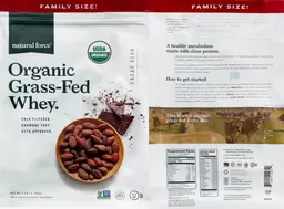 Label for Organic Grass-Feed Whey Cacao Bean