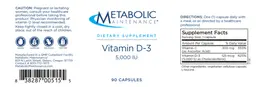 Label for Vitamin D-3 5,000 IU