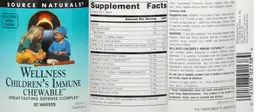 Label for Wellness Children's Immune Chewable Delicious Berry Flavor