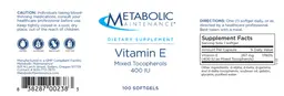 Label for Vitamin E
