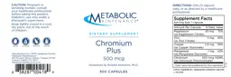 Label for Chromium Plus 500 mcg
