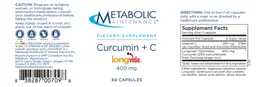 Label for Curcumin + C 400 mg