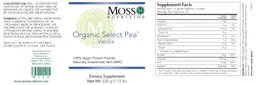 Label for Organic Select Pea Vanilla