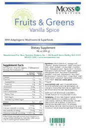 Label for Fruits & Greens Vanilla Spice