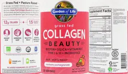 Label for Grass Fed Collagen Beauty Cranberry Pomegranate