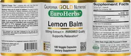 Label for Lemon Balm 500 mg