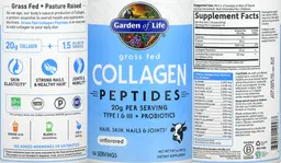 Label for Grass Fed Collagen Peptides Unflavored