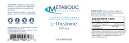 Label for L-Theanine 200 mg