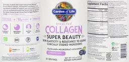 Label for Grass Fed Collagen Super Beauty Blueberry Acai Flavor