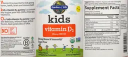 Label for Vitamin D3 20 mcg (800 IU) Orange Flavor