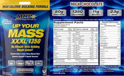 Label for Up Your Mass XXXL 1350 Milk Chocolate