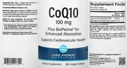 Label for CoQ10 100 mg plus BioPerine