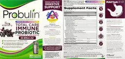 Label for Total Care Immune Probiotic 