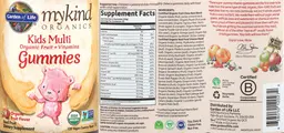Label for Kids Multi Gummies Organic Fruit Flavor