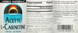 Label for Acetyl L-Carnitine 500 mg