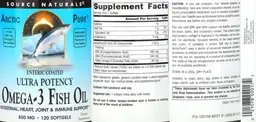 Label for ArcticPure Enteric Coated Ultra Potency Omega-3 Fish Oil