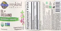 Label for Oil of Oregano Seasonal Drops
