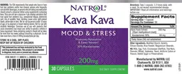 Label for Kava Kava 200 mg