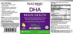 Label for DHA 500 mg Lemon Natural Flavor