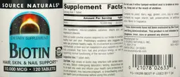 Label for Biotin 10,000 mcg