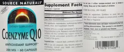Label for Coenzyme Q10 200 mg