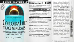 Label for ColloidaLife Trace Minerals Fruit Flavor
