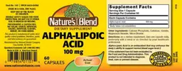 Label for Alpha Lipoic Acid 100 mg