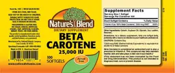 Label for Beta Carotene 25,000 IU