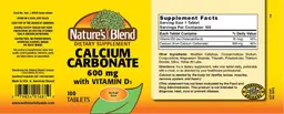 Label for Calcium Carbonate 600 mg