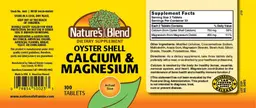 Label for Oyster Shell Calcium & Magnesium