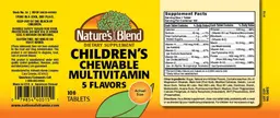Label for Children's Chewable Vitamins 5 Flavors