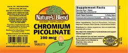 Label for Chromium Picolinate 200 mcg