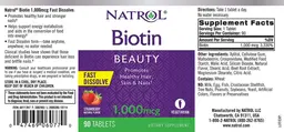 Label for Biotin 1,000 mcg Strawberry