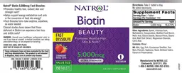 Label for Biotin 5,000 mcg Strawberry