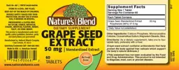 Label for Grape Seed Extract 50 mg