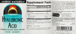 Label for Hyaluronic Acid 100 mg
