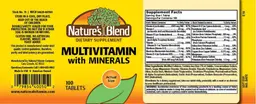 Label for Multivitamin with Minerals