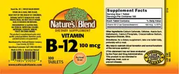Label for Vitamin B-12 100 mcg