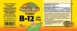 Label for Vitamin B-12 500 mcg